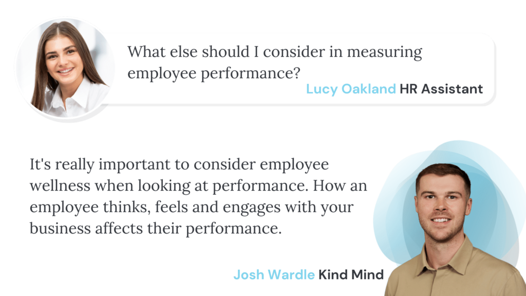 HR lead and Kind Mind expert discussing measuring employee performance