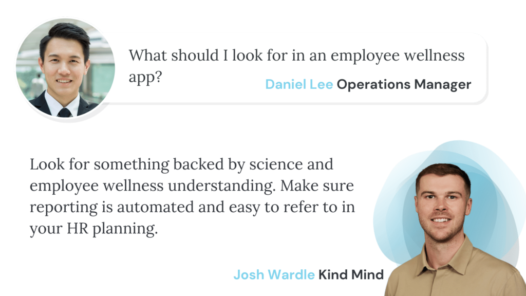 HR lead and Kind Mind expert discussing what to look for in an employee wellness app